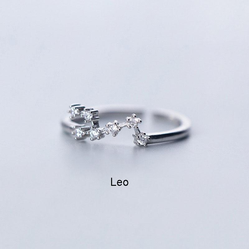 ANENJERY 12 колец созвездия для женщин с кубическим цирконом, регулируемые кольца зодиака, ювелирные изделия, подарки S-R769