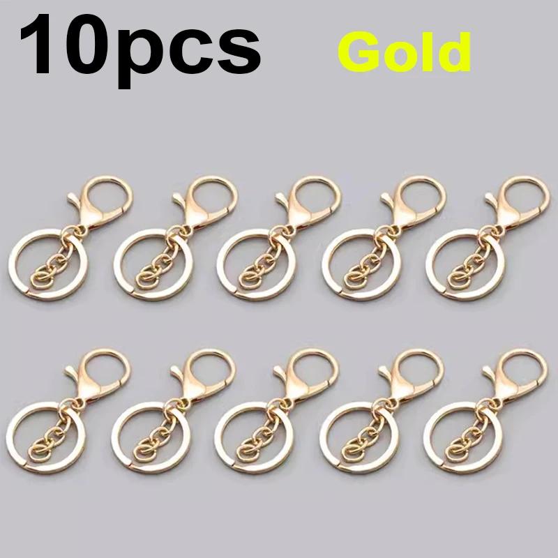 5/10pcs Lobster Clasps Lanyard Snap Hooks with Key Rings Metal Key Chain Lobster Claw Clip Hook for Keychains Jewelry DIY Crafts