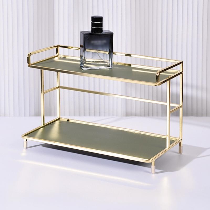 2 Tier Storage Holder Countertop Stand Organizer Household Organization for Home Bedroom Dormitory Cosmetics