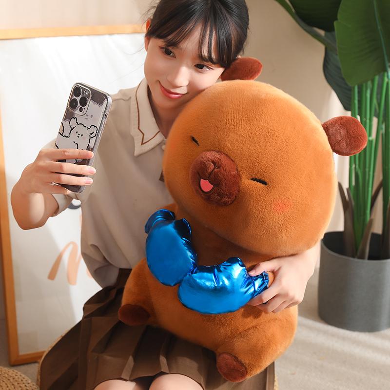 Newest Creative Boxing Capybara Plush Toy Athlete Capybara Toy for Kid Soft Toy Birthday Gift Cute Plushies Capibara Doll