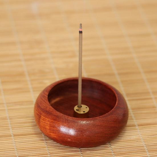 4 Holes Rosewood Bowl Shape Incense Burner Stick Holder Censer Home Decoration