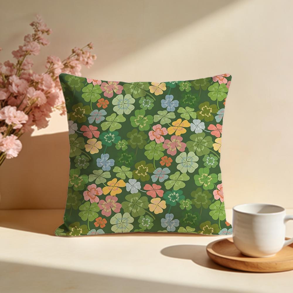 FourLeaf Lucky Clover Cushion Cover Soft Pillow Cases for Home Bedroom Living Room Sofa