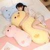 Ice Silk Cartoon Animal Plush Pillow Stuffed Yellow Duck Pink Pig Blue Elephant Long Bolster Plushie Sleeping Companion Gift