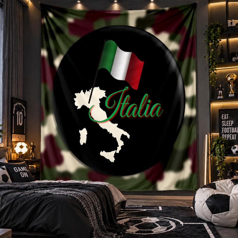 Wall Hanging Tapestry Italy Football Print Cloth for Living Room Bedroom Home Decor