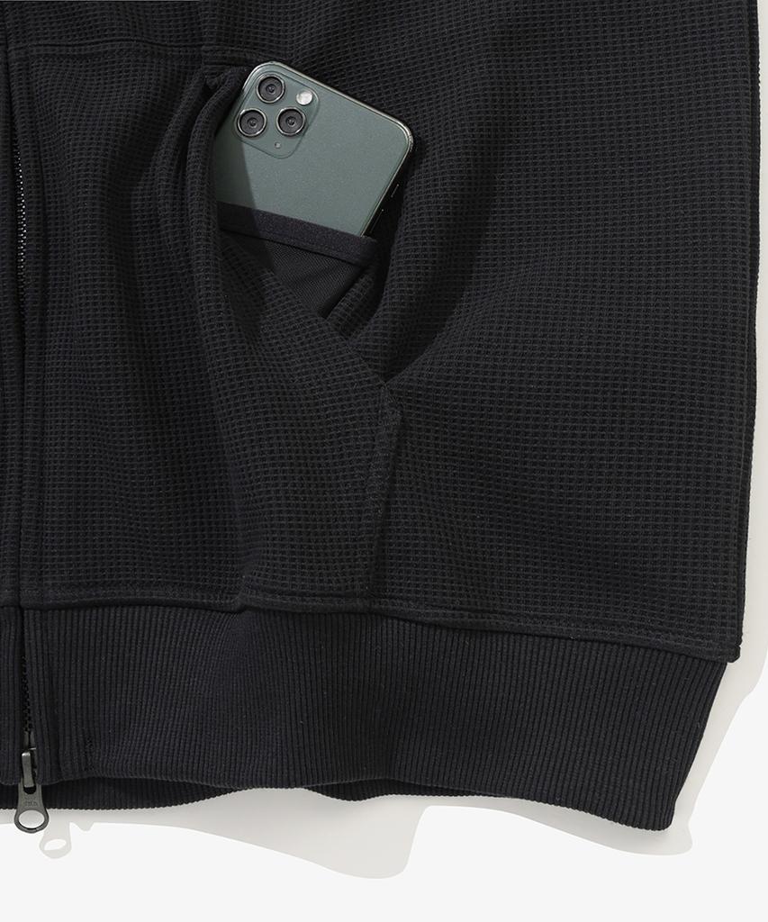 NEW ERA Waffle Hooded Zip-Up Jacket Black 14954615