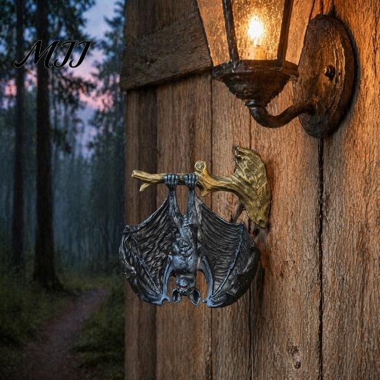 Готический Декор для Дома, Хэллоуин, Фигурка Летучей Мыши, Подвесная Скульптура из Смолы, Перевернутая Реалистичная Статуя для Сада, Дерева, Двора, Детальная Работа
