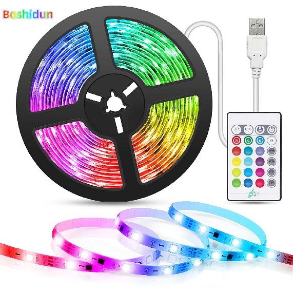 Светодиодная лента RGB 5 В, 3 АА, батарейный отсек, цветной пульт дистанционного управления, гибкая светодиодная лента, фестивальная атмосфера