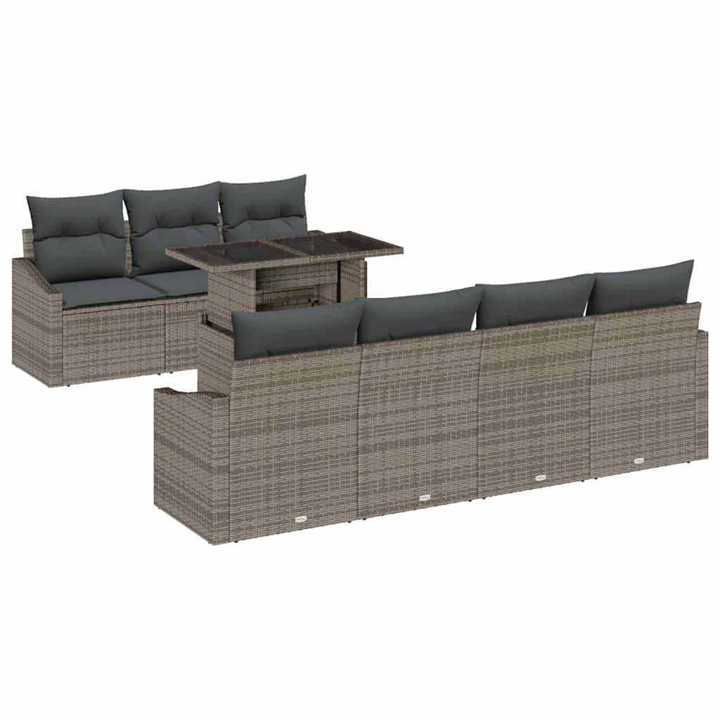 Garden Sofa Set with Cushions 8 pcs Gray Poly Rattan
