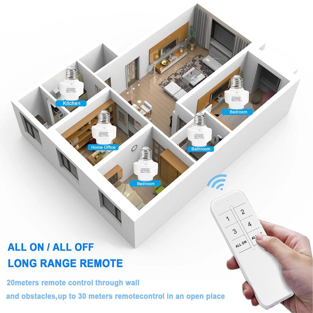 Мини-держатель для умной лампочки WiFi E26/E27 Адаптер для светодиодных лампочек Патрон для освещения Через приложение eWelink Голосовое управление Умный дом AC 100-240V