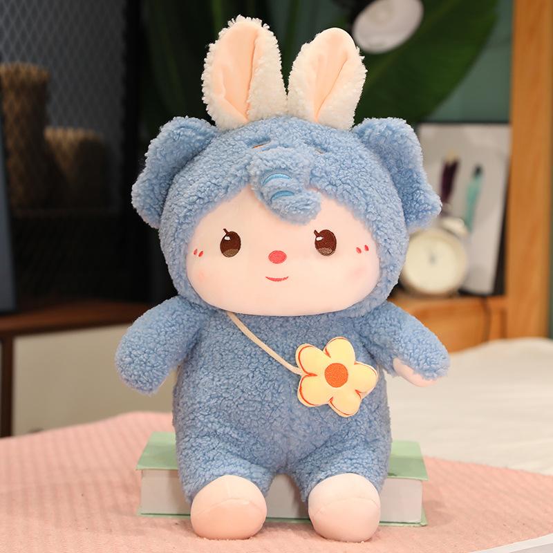 Cute Little Rabbit Doll Rabbit Plush Toy Transformed Into Rabbit Children Sleeping with Pillows New Year Christmas Gift