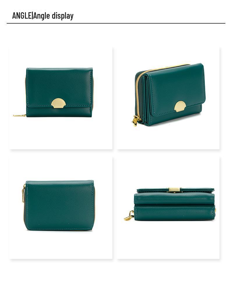 Женский короткий кошелек на молнии 2024 года: Компактный двойной кошелек с отделением для монет и карточек