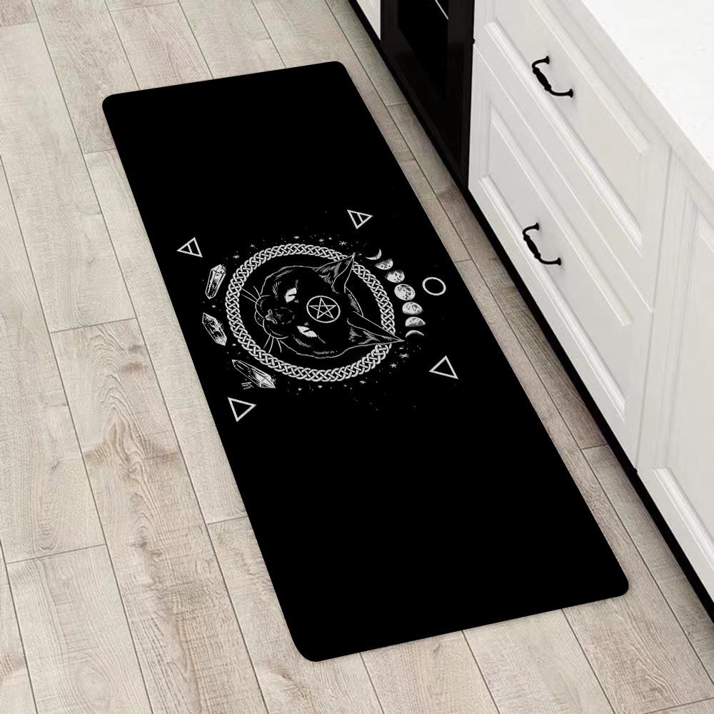 Entrance Front Door Doormat W-Witchcrafts Moon Cat Non-slip Kitchen Rug Living Room Rugs Balcony Bathroom Foot Mat Floor Mats