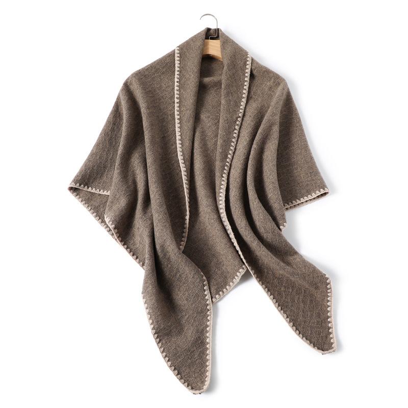 Solid Color Imitation Cashmere Temperament Scarf Long Triangle Scarf Warm Scarf Women'S Thickened Shawl Versatile In Autumn And Winter