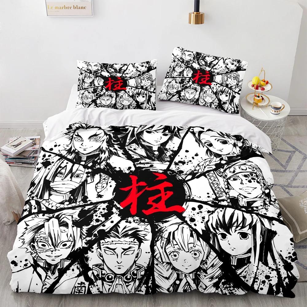 Demon Slayer Bedding Collection Single Twin Full Queen King Size Anime Kawaii Bed Collection Aldult Kid Bedroom Duvetcover Collections 3D