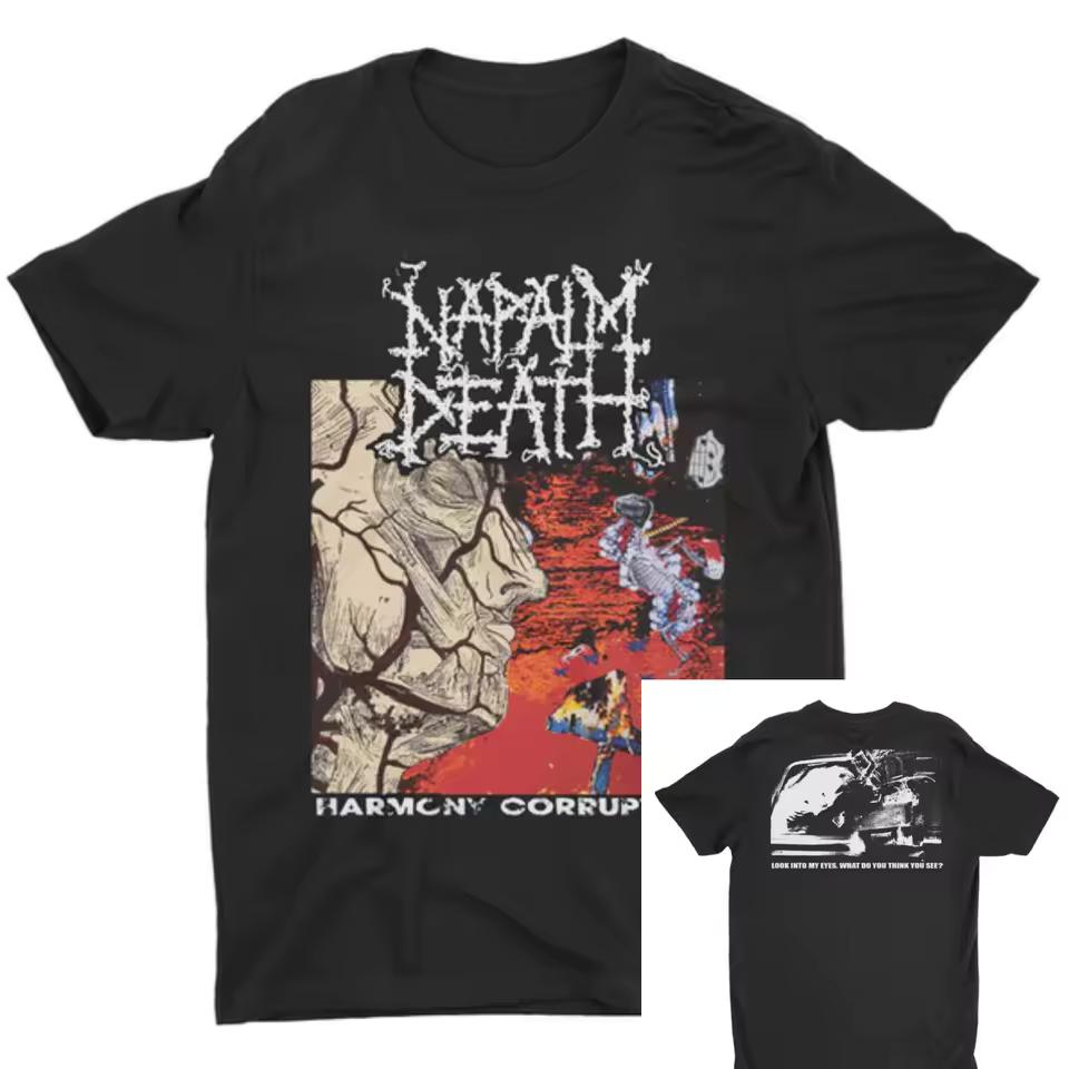 Napalm Death Harmony Corruption Band T-Shirt 100% Cotton Graphic Tee Men Women Summer Streetwear Top