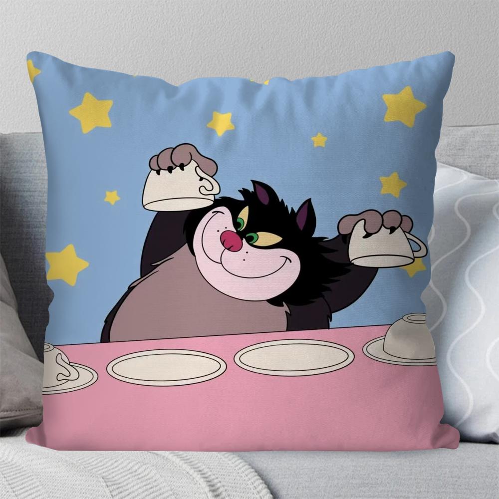 Мультяшная Милая Наволочка для Подушки с Котом Люцифером Квадратная Подушка Спальня Диван Отдых Комфортная Подушка Автомобиль Гостиная Домашнее Украшение 40X40