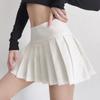 Split Pleated Skirt Women Summer High Waist A-line Slim Mini Skirt Grey Preppy Tennis Vintage Korean Casual