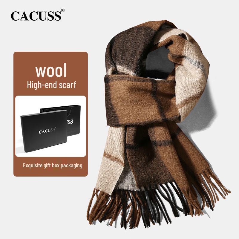 CACUSS Men's Pure Wool Warm Scarf with Gift Box