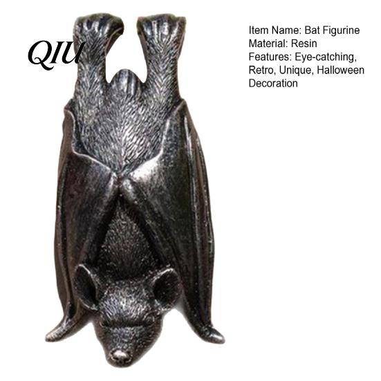 Upside Down Bat Design Resin Garden Statue, Halloween Planter Pot Decoration, Hanging Fence Hanger Hugger for Fairy Garden, Fence, Yard,