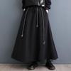 Черная хлопковая винтажная длинная юбка больших размеров с высокой талией, весна-осень-лето, повседневная свободная длинная женская юбка