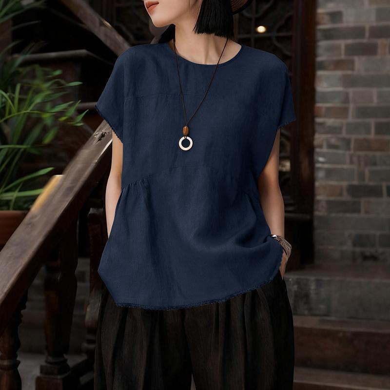 ZANZEA Женские повседневные футболки с круглым вырезом, однотонные, летние, с коротким рукавом