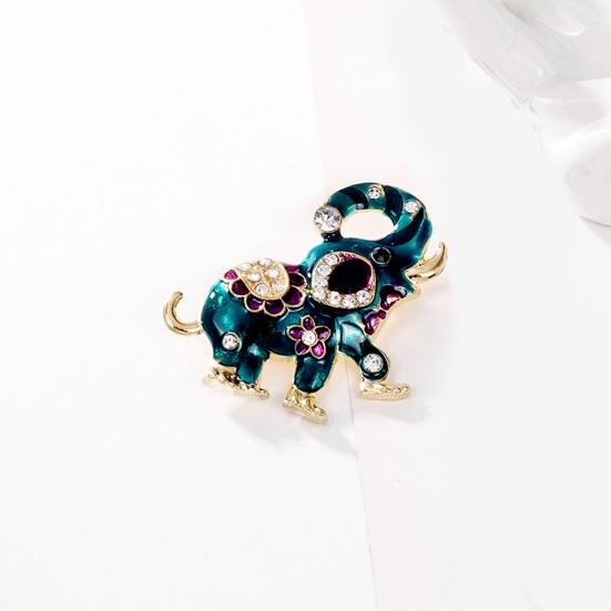Ethnic Style Cute Elephant Shape Brooch Shining Rhinestones Inlaid Pin Suit Lapel Badge Dress Coat Accessories