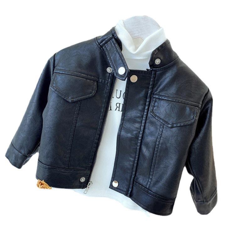 Детская одежда, осенняя детская кожаная одежда, красивая мотоциклетная кожаная куртка для мальчиков и девочек, куртка на молнии