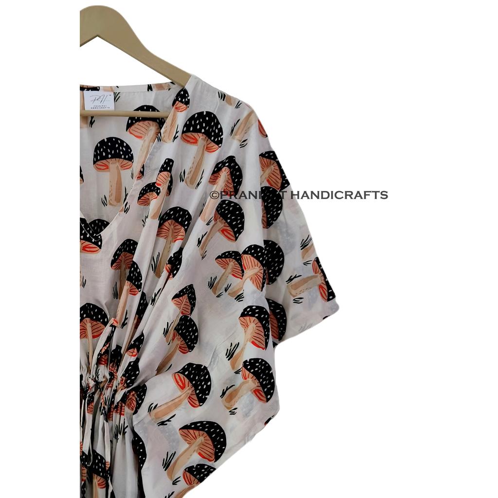 Женская хлопковая одежда в стиле хиппи, летняя черная одежда для сна с грибным принтом, длинное платье-кафтан макси CKFTN-SCRN-FULL-BUYIT-108