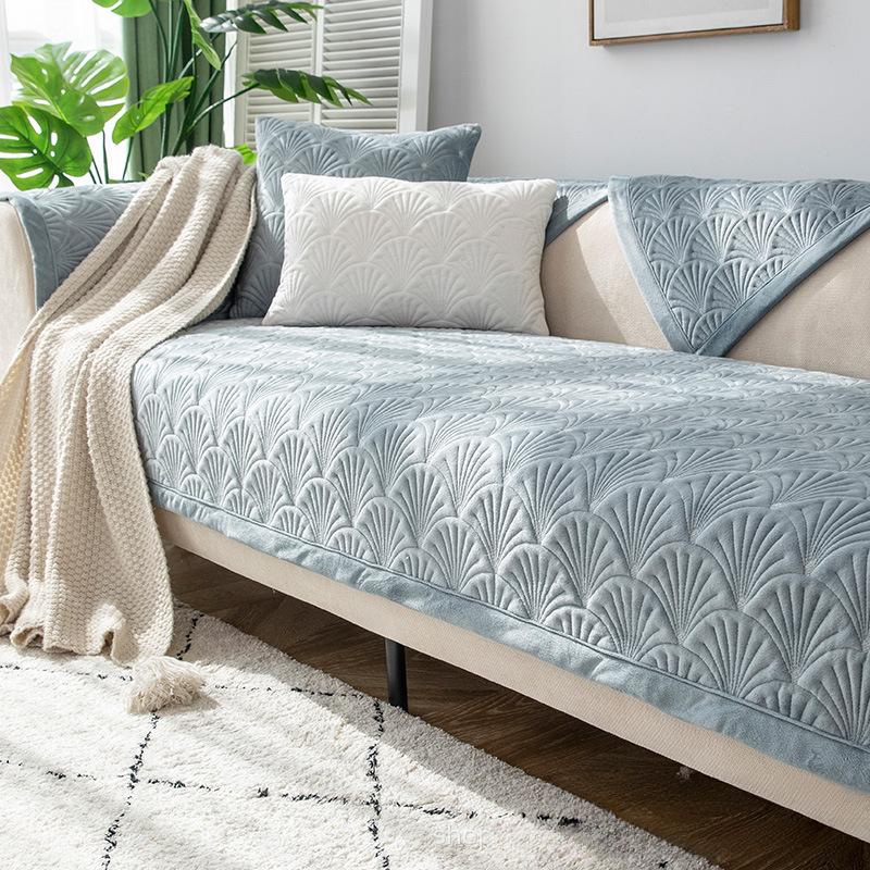 Универсальная нескользящая зимняя плюшевая утолщенная однотонная подушка для дивана на четыре сезона, простой скандинавский простой чехол для дивана, чехол