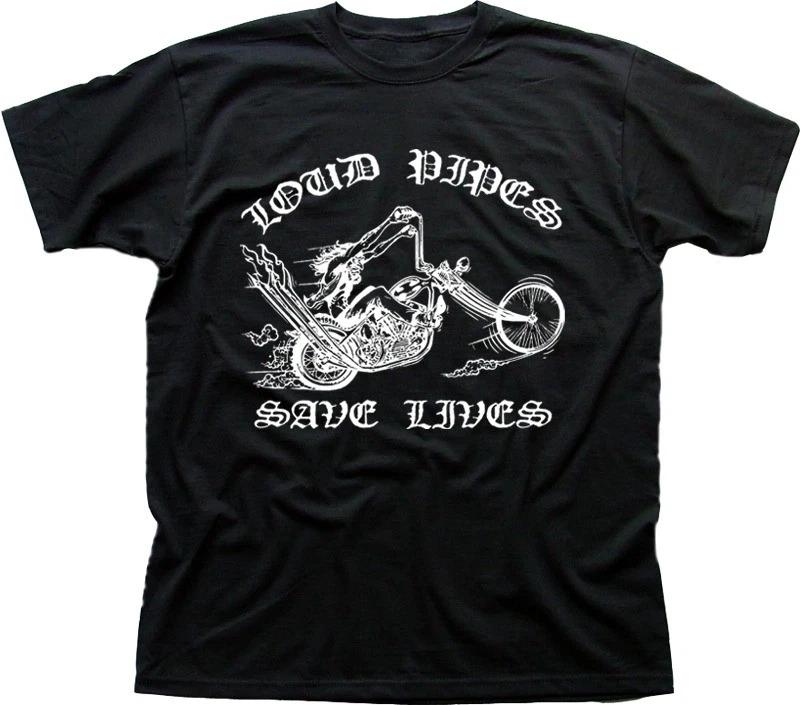 Loud Pipes Save Lives Motorcycle Biker Chopper black printed t-shirt OZ9132