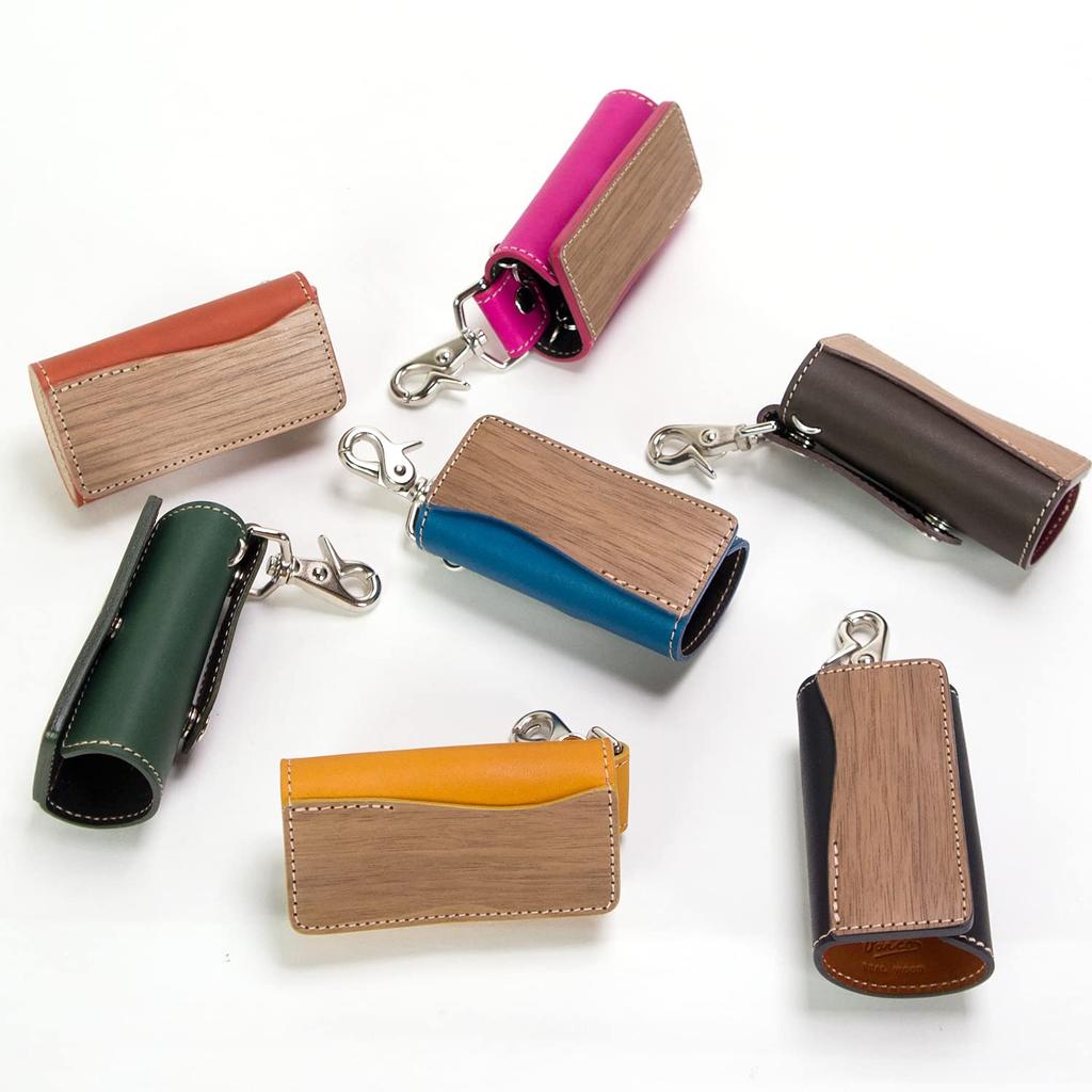 REAL Key Cover SK Key Case Key Key Cover Keyless Smart Key Men Women Genuine Leather Natural Wood Wood Leather Made In Japan [VARCO WOOD] (green)