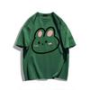 Cotton Cartoon Rabbit Print Short Sleeve T Shirt Loose Fit Unisex Summer