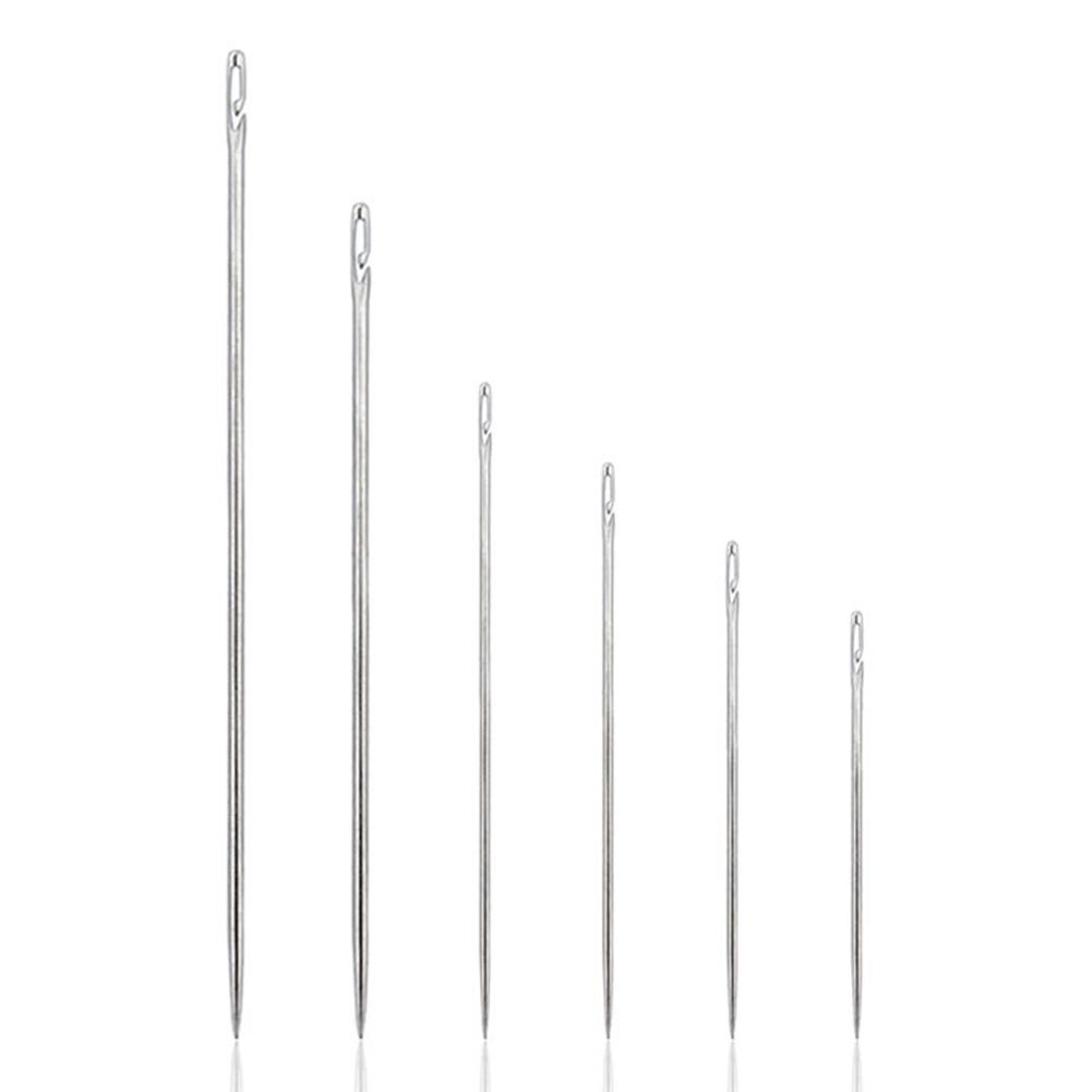 12Pcs Multi-Size Blind Needles Silver/Gold Tail Side Hole Needles for Elderly DIY Hand Sewing Embroidery Needlework Tool