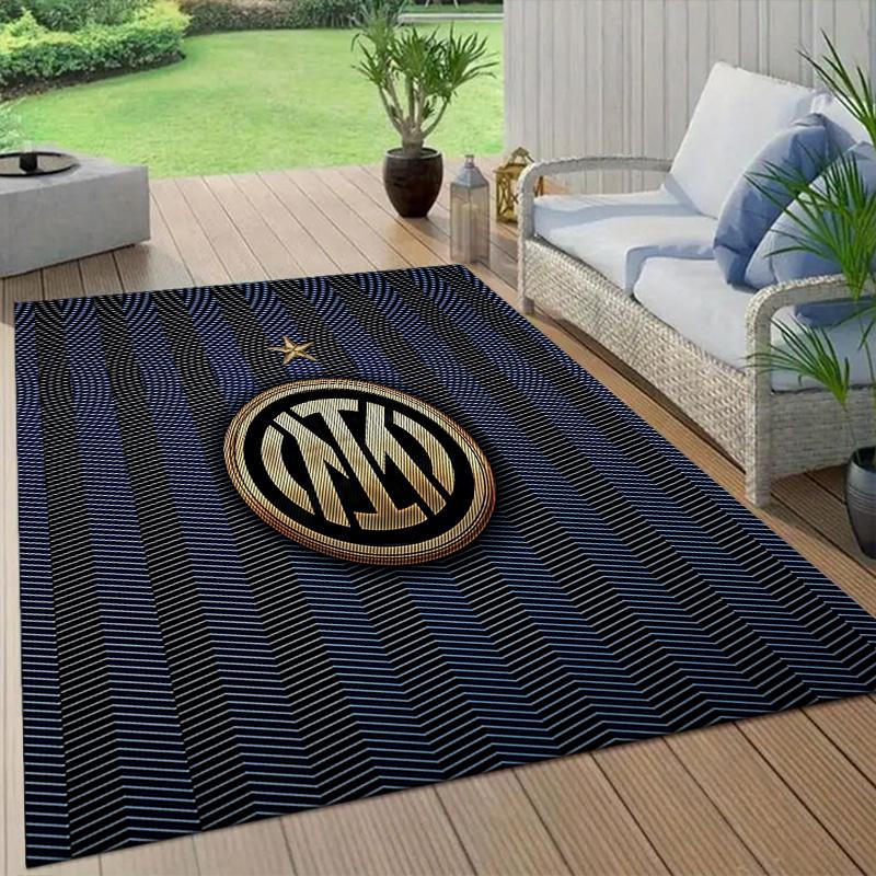 Football Club Internazionale Milano Flannel Pattern Square Carpet,Area Rug,Carpet Rug for Living Room Bedroom Sofa Playroom Decor,Non-slip Floor Mat