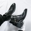 Мужские модные ботильоны ручной работы с узором под крокодила, украшенные пряжкой и цепочкой, Классические ботинки для трендсеттеров, Повседневные и для вечеринок