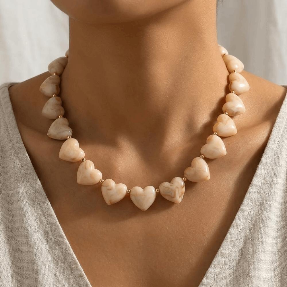 Love Heart Acrylic Necklace Acrylic Sweater Chain Fashion Women Clavicle Chain Girls