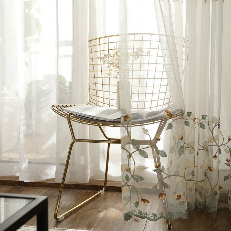 Embroidered Window Yarn Curtain, Embroidered Tulle Curtains, Three-dimensional Embossed Embroidered European Window Yarn Curtains Sheer Curtains