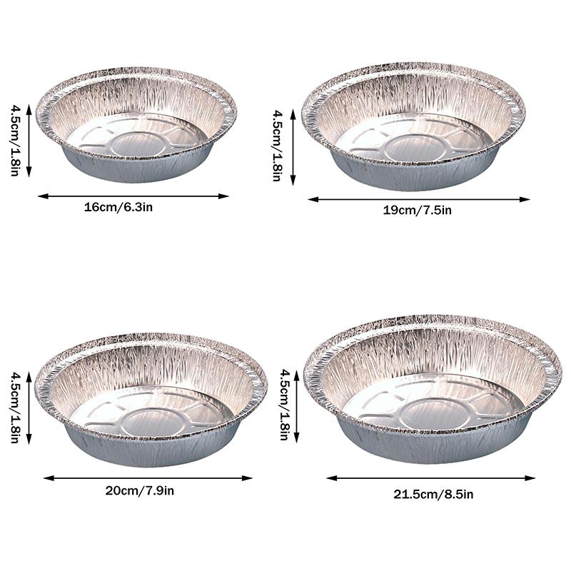 20Pcs Round Foil Trays Foil Flan Dish Silver Foil Food Container Disposable Aluminum Foil Plate Tin Foil Pie Pans For Air Fryer