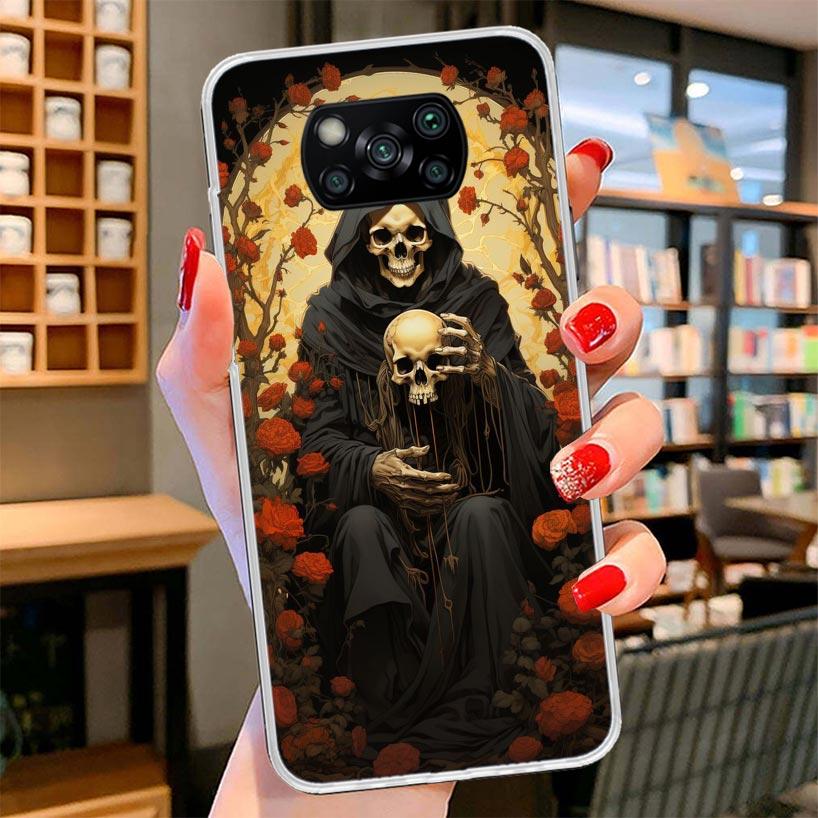 Reaper Skull Skeleton Gun Cover Phone Case For Xiaomi Poco F7 Ultra X7 X6 X5 Pro M7 Redmi 15C 15 13C 13 12C 12 10C 10 9A 9C 9T 9