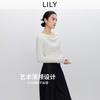 LILY Swinging Collar Rice White Long Sleeve T-shirt for Women