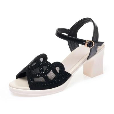 2024 модные летние новые женские туфли в стиле ретро, этнические, сандалии на высоком каблуке с толстым каблуком и одной пуговицей для танцев для женщин