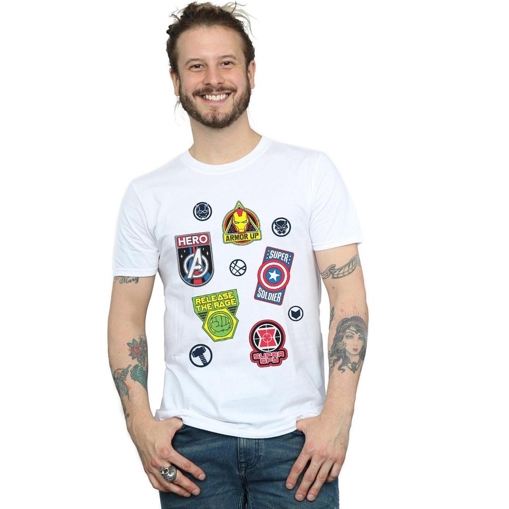 Marvel Mens Avengers Hero Badges T-Shirt