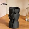 Exquisite Sculptural Floral Display Couple Embracing Abstract Vase, Matte Black Decorative Sculpture, Modern Style Niche Housewarming Anniversary