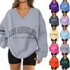 Women's Loose And Comfortable Letter V-neck Sportswear Long-sleeved Sweatshirt Daily Matching Clothes