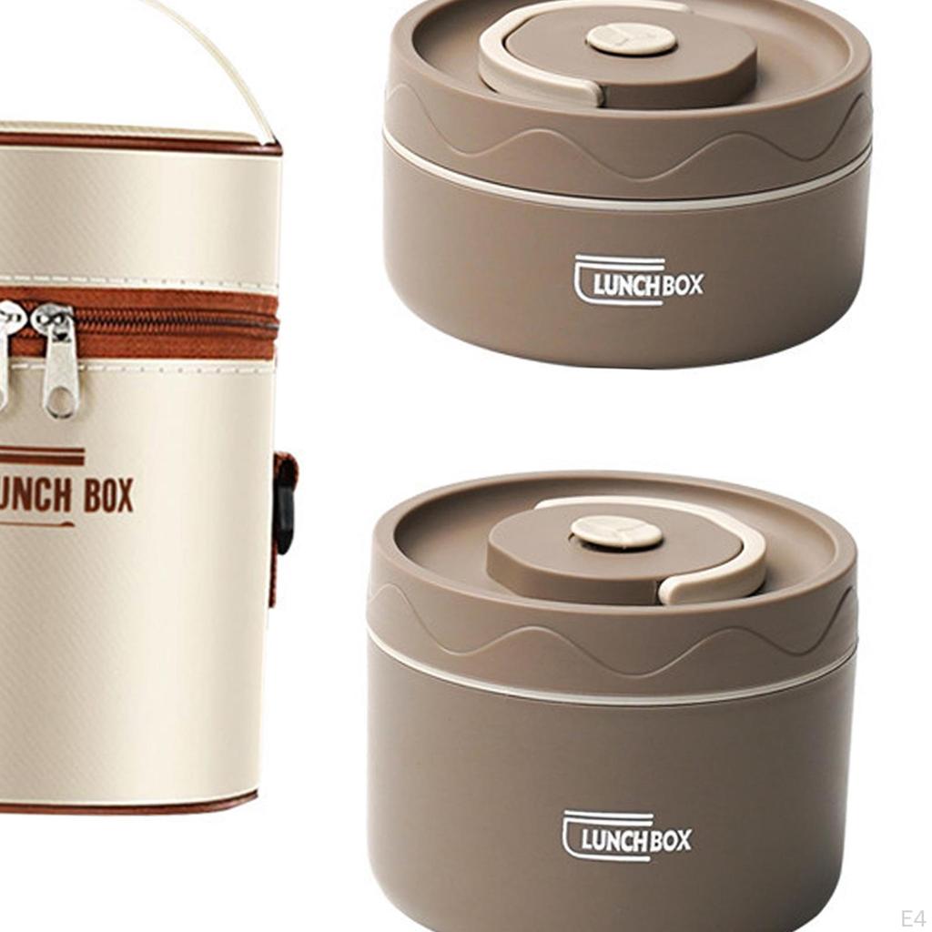 2 Pieces Insulated Lunch Boxlunch Box Meal Easy To Clean Lightweight Round Mess Tin