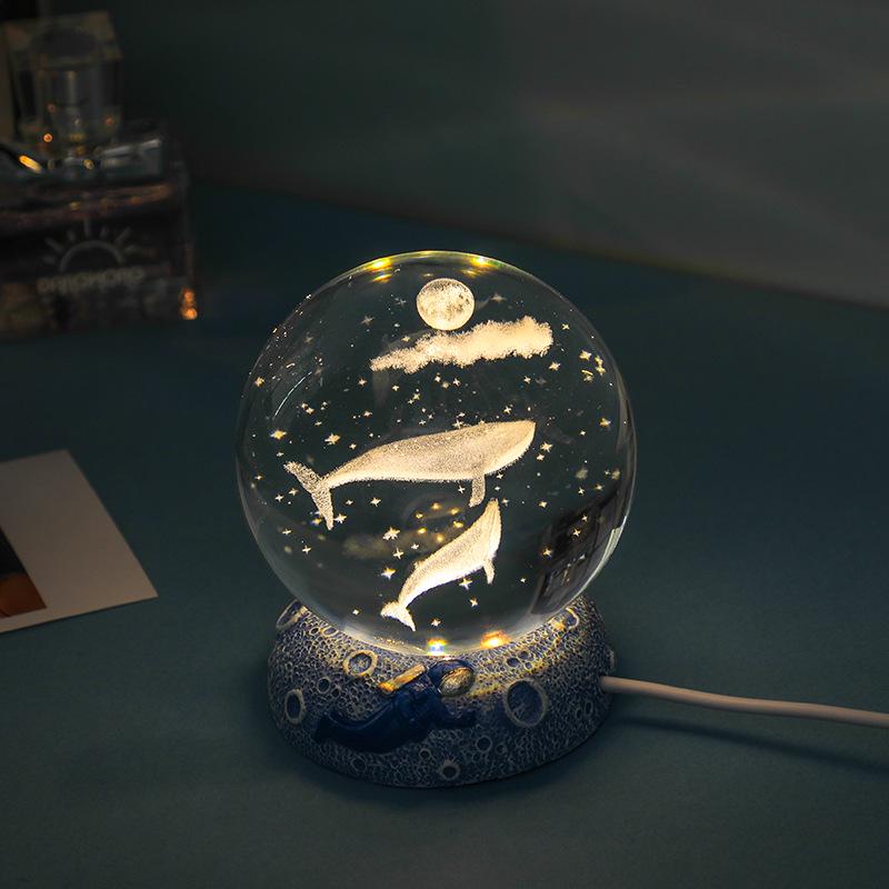 Starry Sea 3D Crystal Ball Night Light - Ocean Series Ornament & Birthday Gift