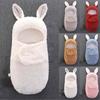 Baby Warm Plush Rabbit Hooded Swaddling Blanket With Sleeping Bag Blanket