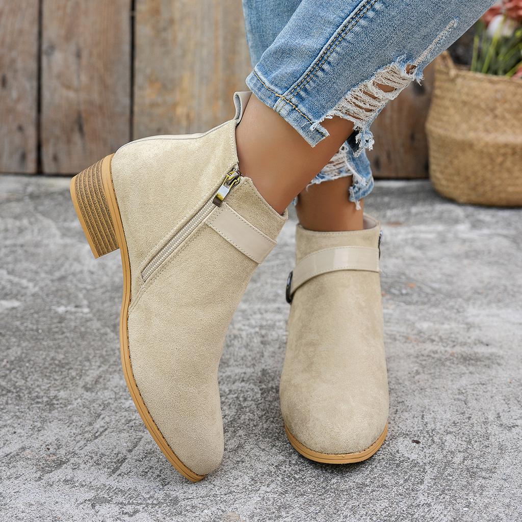 Shoes for Women Plus Size 36-43 Autumn Winter Platform Buckle Strap Pointed Toe Non-slip Ankle Boots Warm Fashion Ankle Bootie