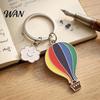 Alloy Keychain with Extension Chain Pendant Enamel Rainbow Hot Air Balloon Charm Key Oil Dripping Color Holder Smiling Cloud Decorative Backpack