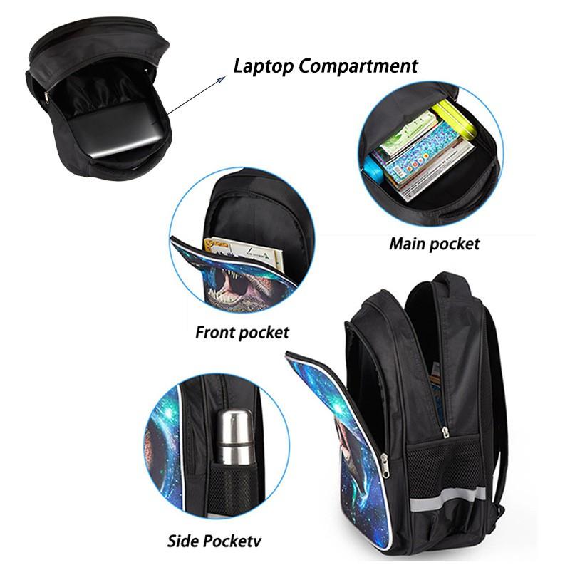 Kids Cartoon Print Backpack School - Lightweight Ergonomic Design With Reflective Stripes Oxford Fabric Grades 3-4